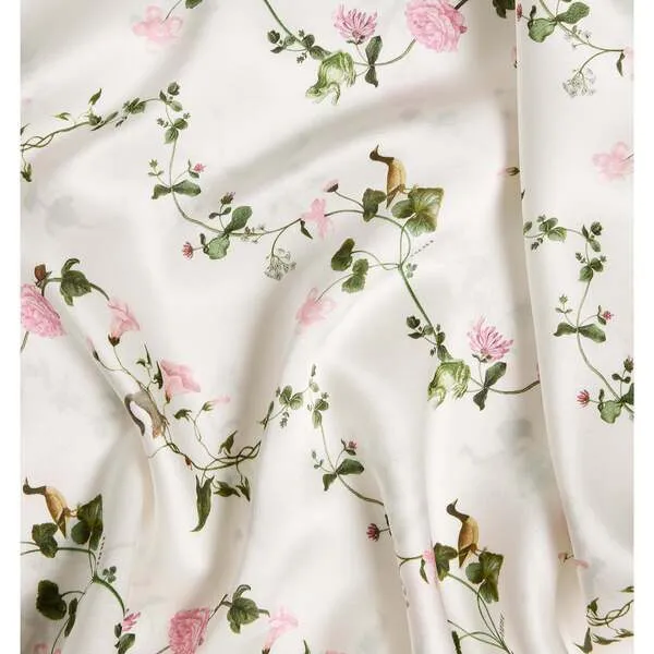 Hill House Home The Sisi Silk Pillowcase, Pink Pond Floral