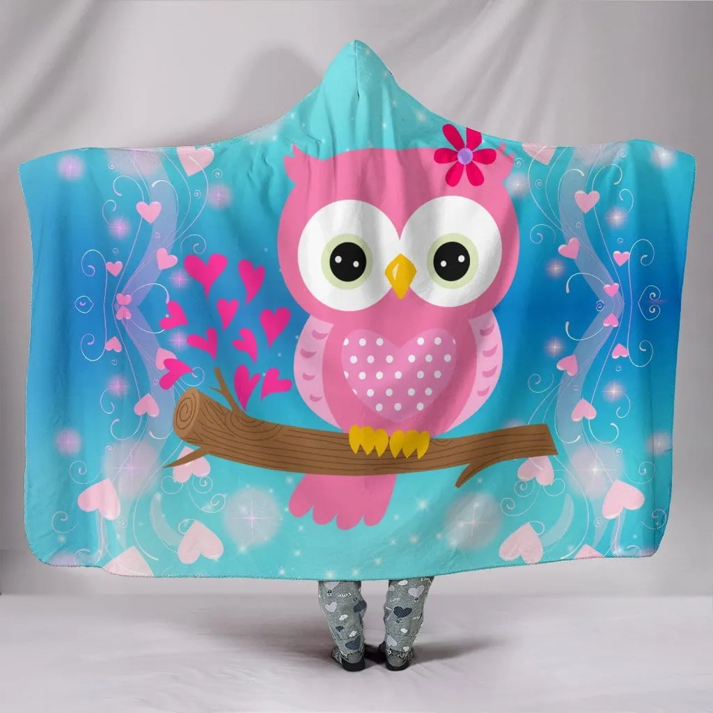 Hoot Hoot Owl Lovers Plush Hooded Blanket