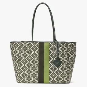 Kate Spade New York Flower Jacquard Everything Stripe Large Tote | Green Multi