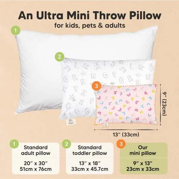 KeaBabies Mini Toddler Pillow With Pillowcase 9X13, Flutter