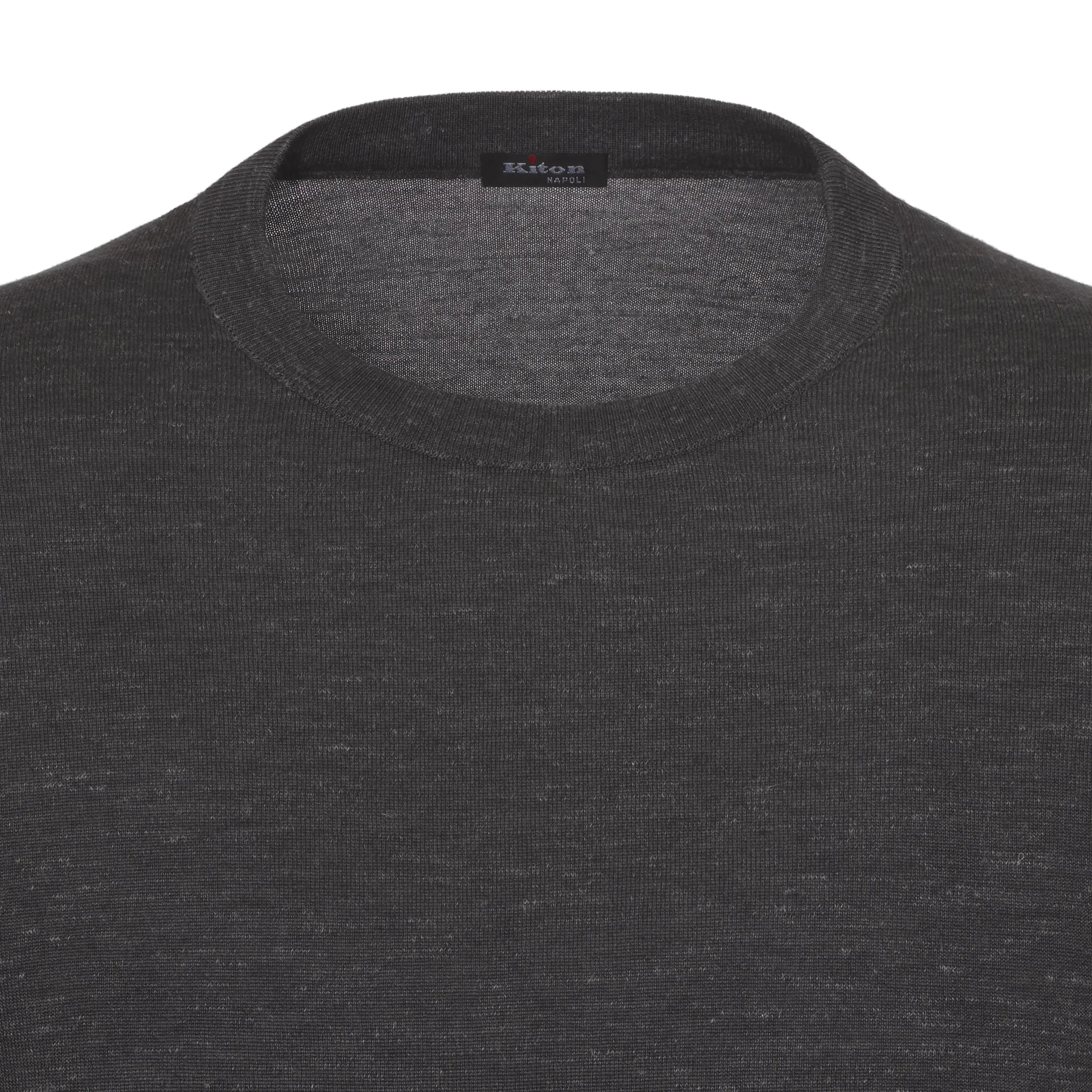  Kiton Silk-Cashmere Blend Pullover in Grey Melange