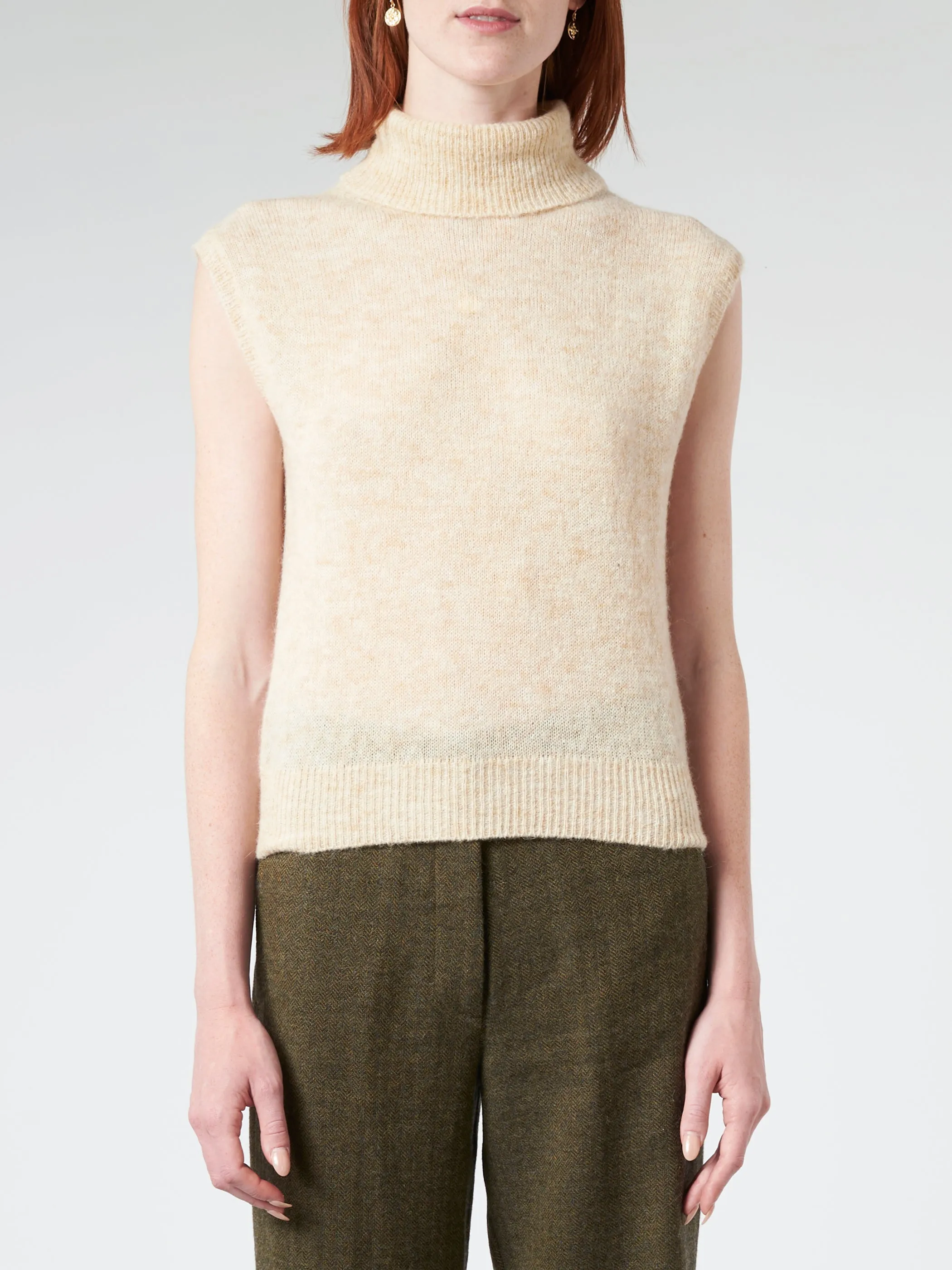 Knitted Vest With High Collar