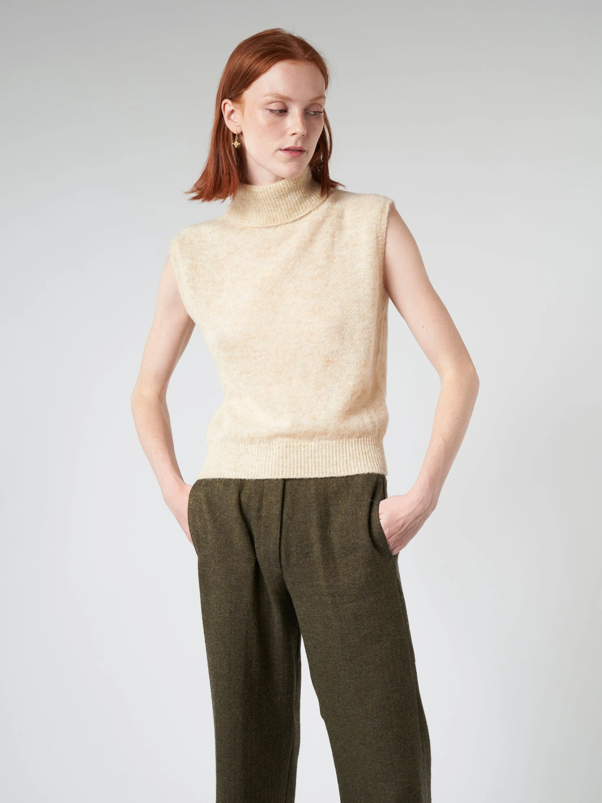 Knitted Vest With High Collar