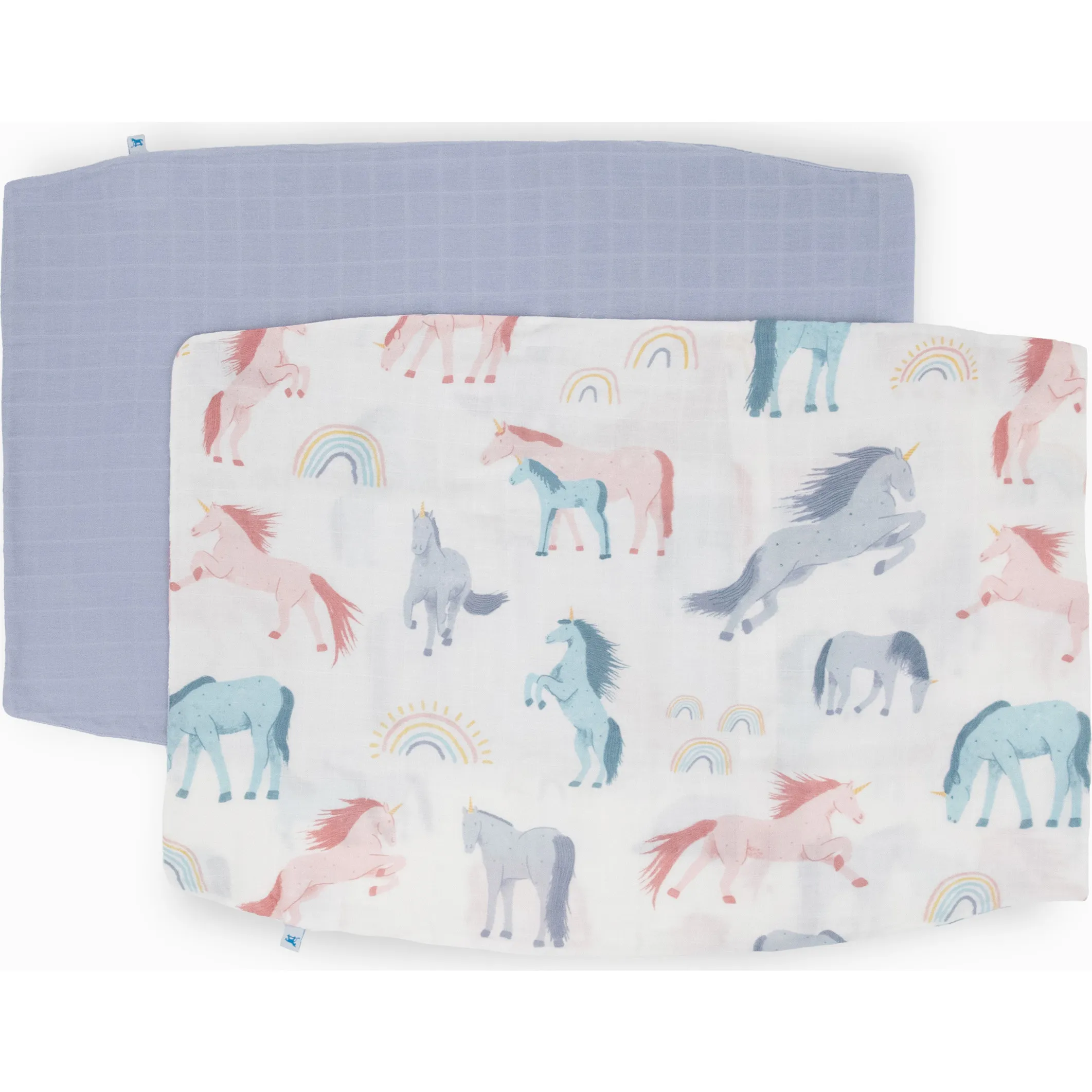 Little Unicorn Cotton Muslin Pillowcase, Unicorns (Pack Of 2)