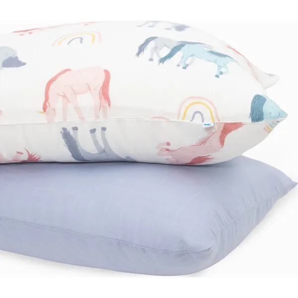 Little Unicorn Cotton Muslin Pillowcase, Unicorns (Pack Of 2)