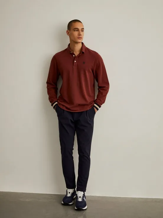 Long-sleeve regular fit polo shirt