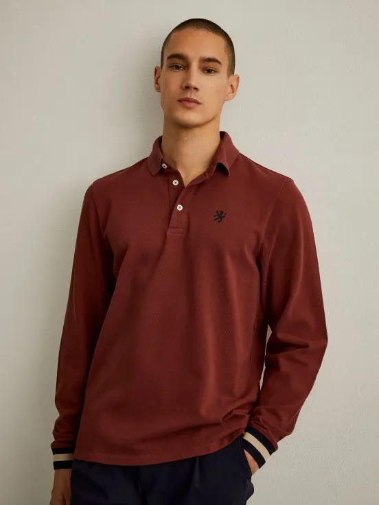 Long-sleeve regular fit polo shirt