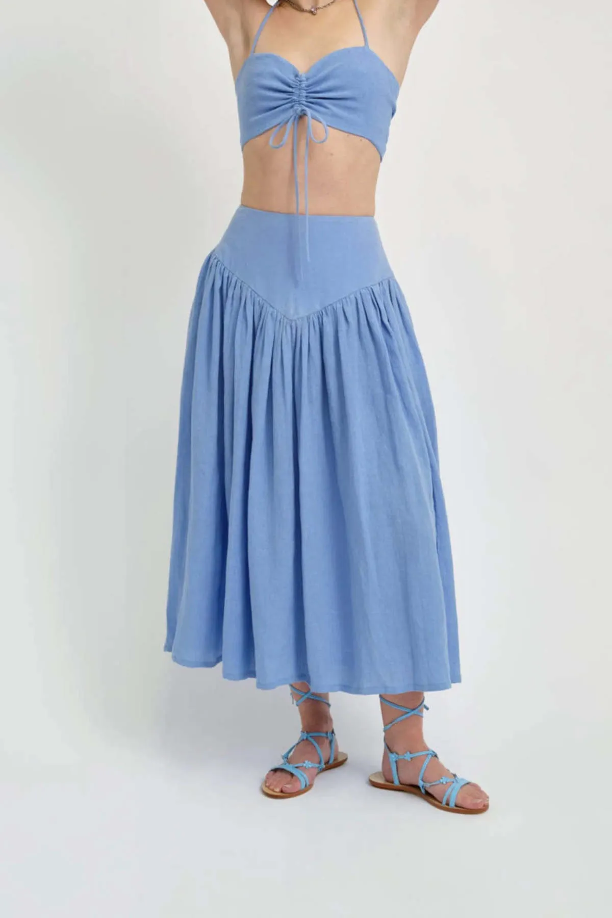 Lucille Linen Skirt - Blue