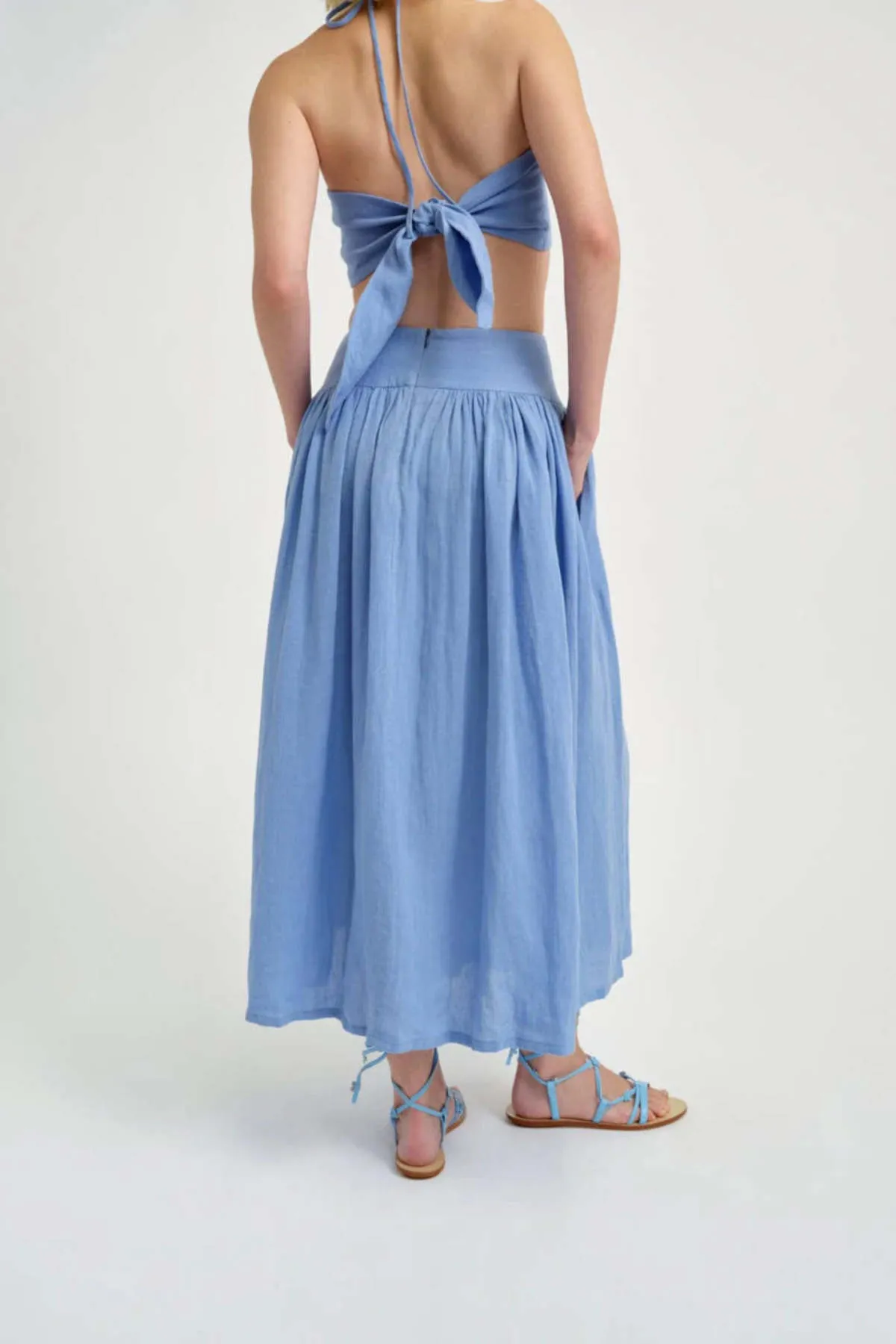 Lucille Linen Skirt - Blue