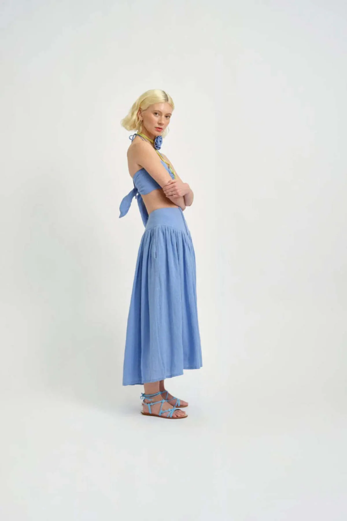 Lucille Linen Skirt - Blue