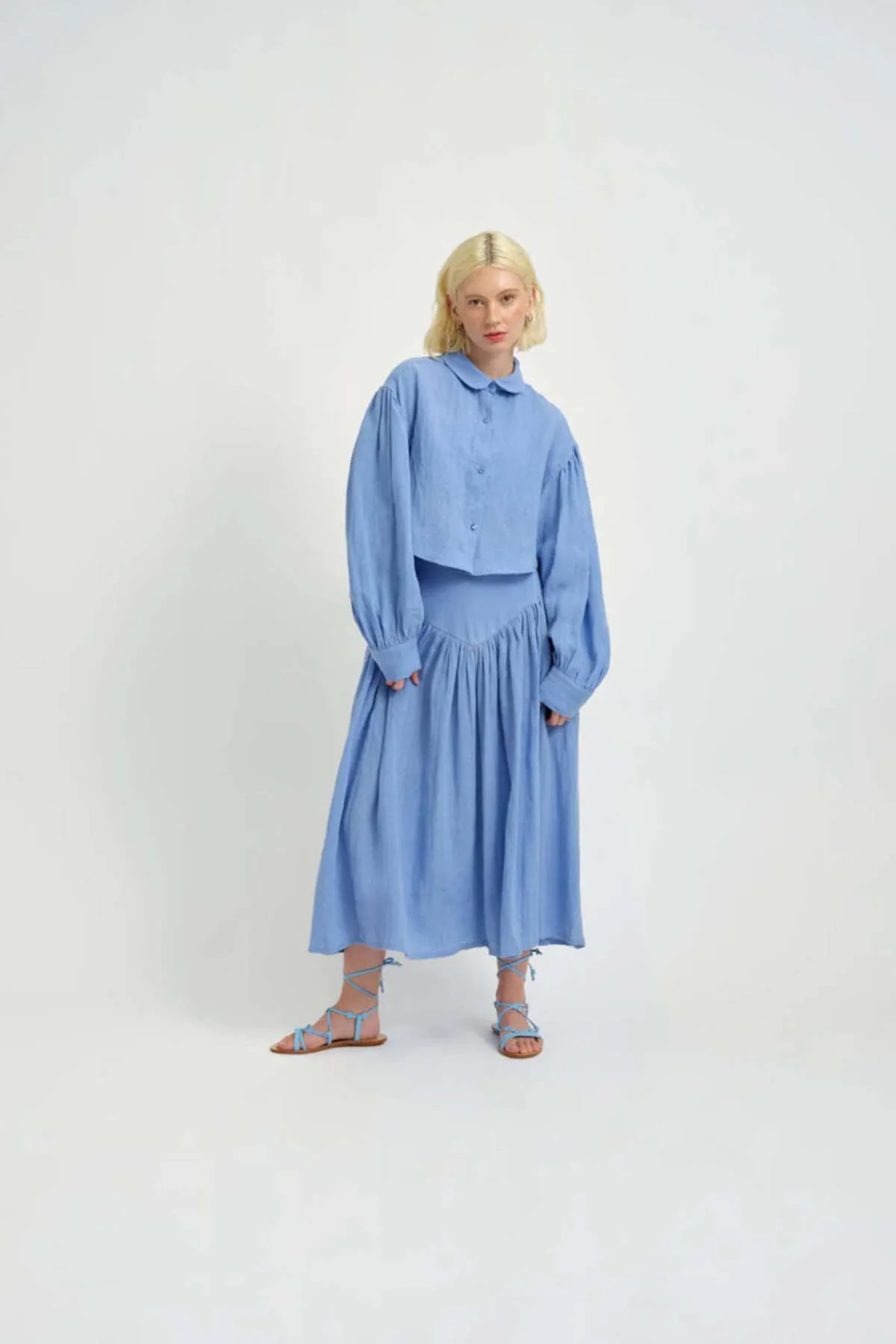 Lucille Linen Skirt - Blue