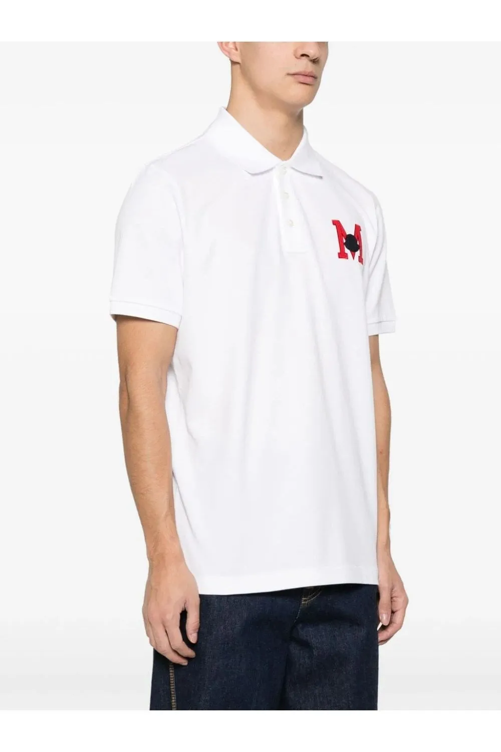 M Logo Pique Polo Shirt White