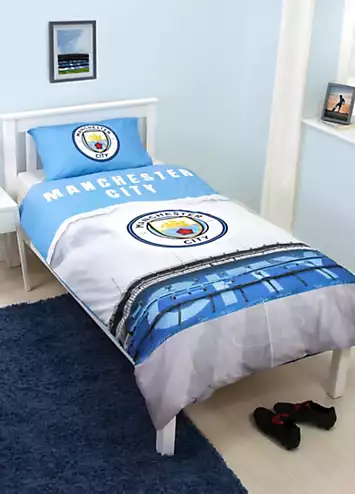 Manchester City FC Blue Moon Single Panel 100% Cotton Reversible Duvet Cover Set | Kaleidoscope