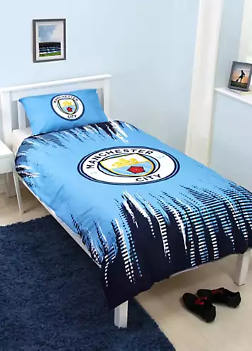 Manchester City FC Blue Moon Single Panel 100% Cotton Reversible Duvet Cover Set | Kaleidoscope