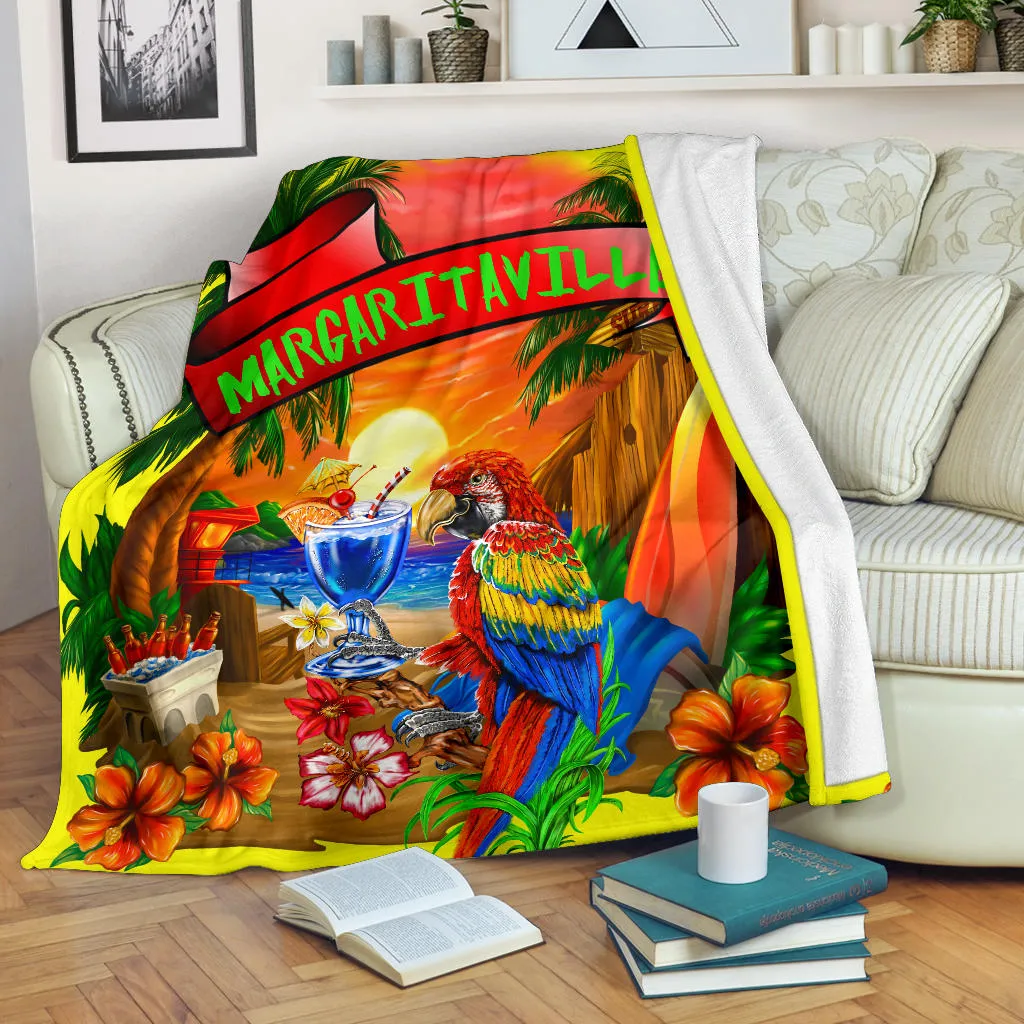 Margaritaville Yellow Parrot Beach Sunset Premium Blanket