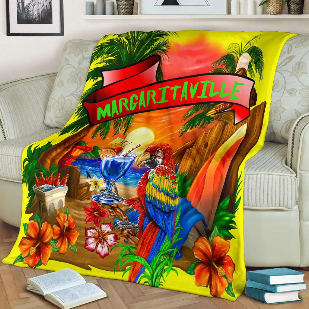 Margaritaville Yellow Parrot Beach Sunset Premium Blanket