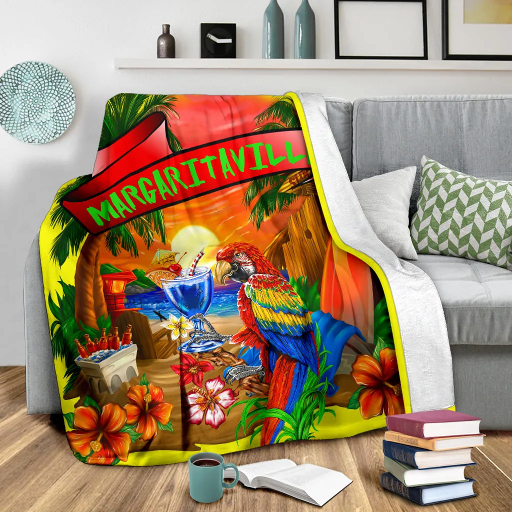 Margaritaville Yellow Parrot Beach Sunset Premium Blanket