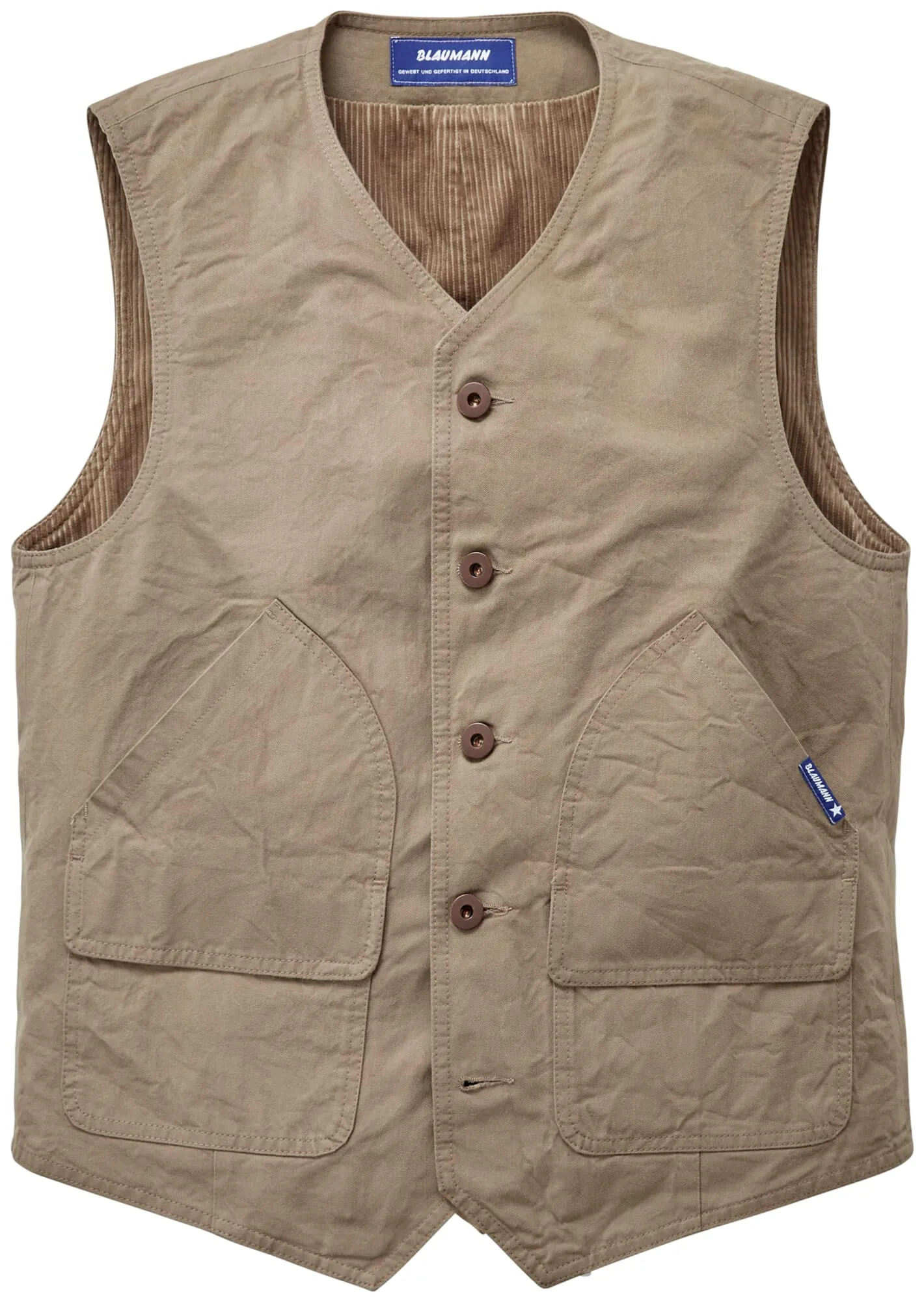 Men vest lined, Beige | Manufactum