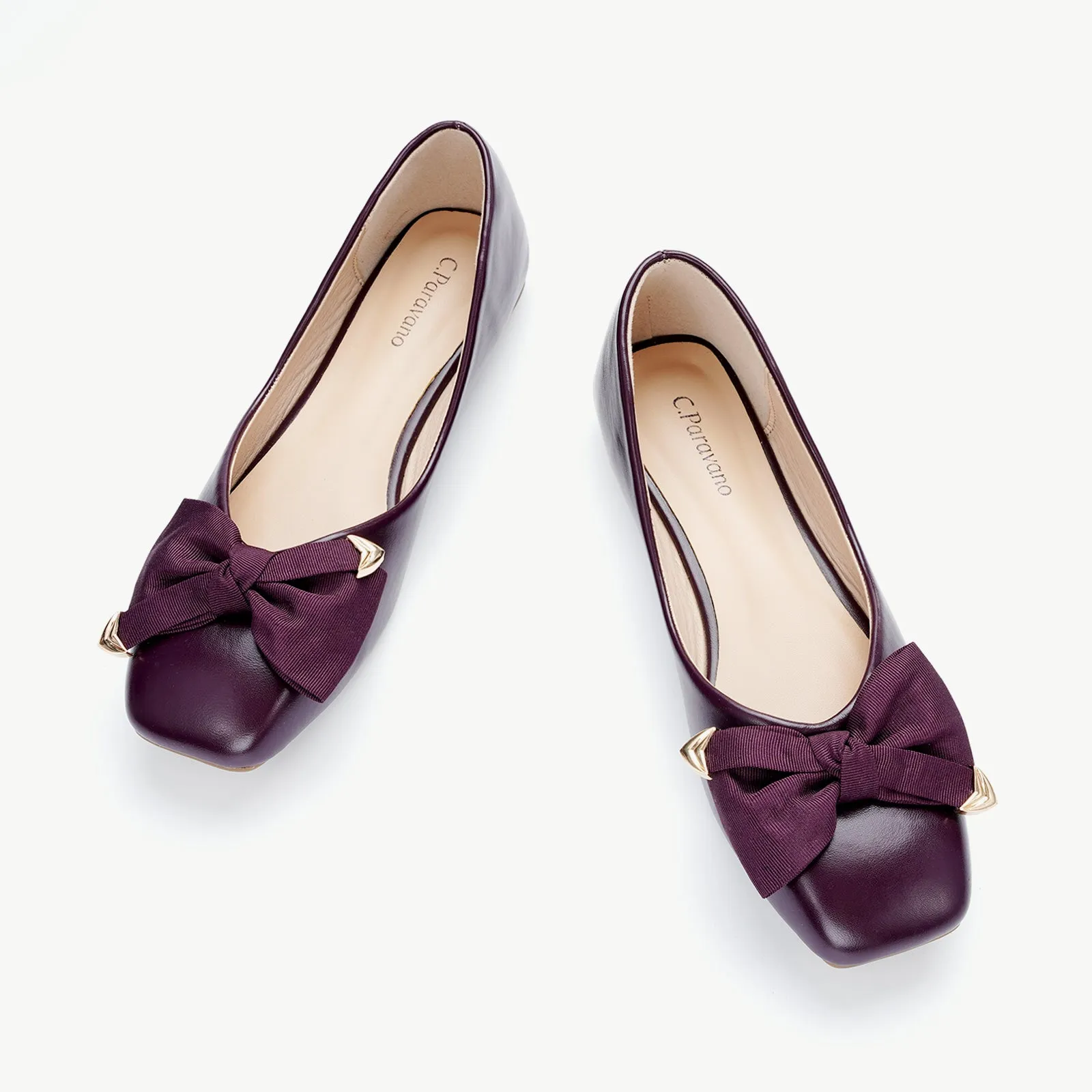 Metal Bow Ballerina Flats (Eva) Purple