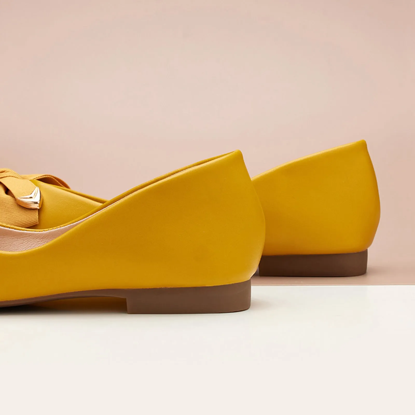 Metal Bow Ballerina Flats (Eva) Yellow