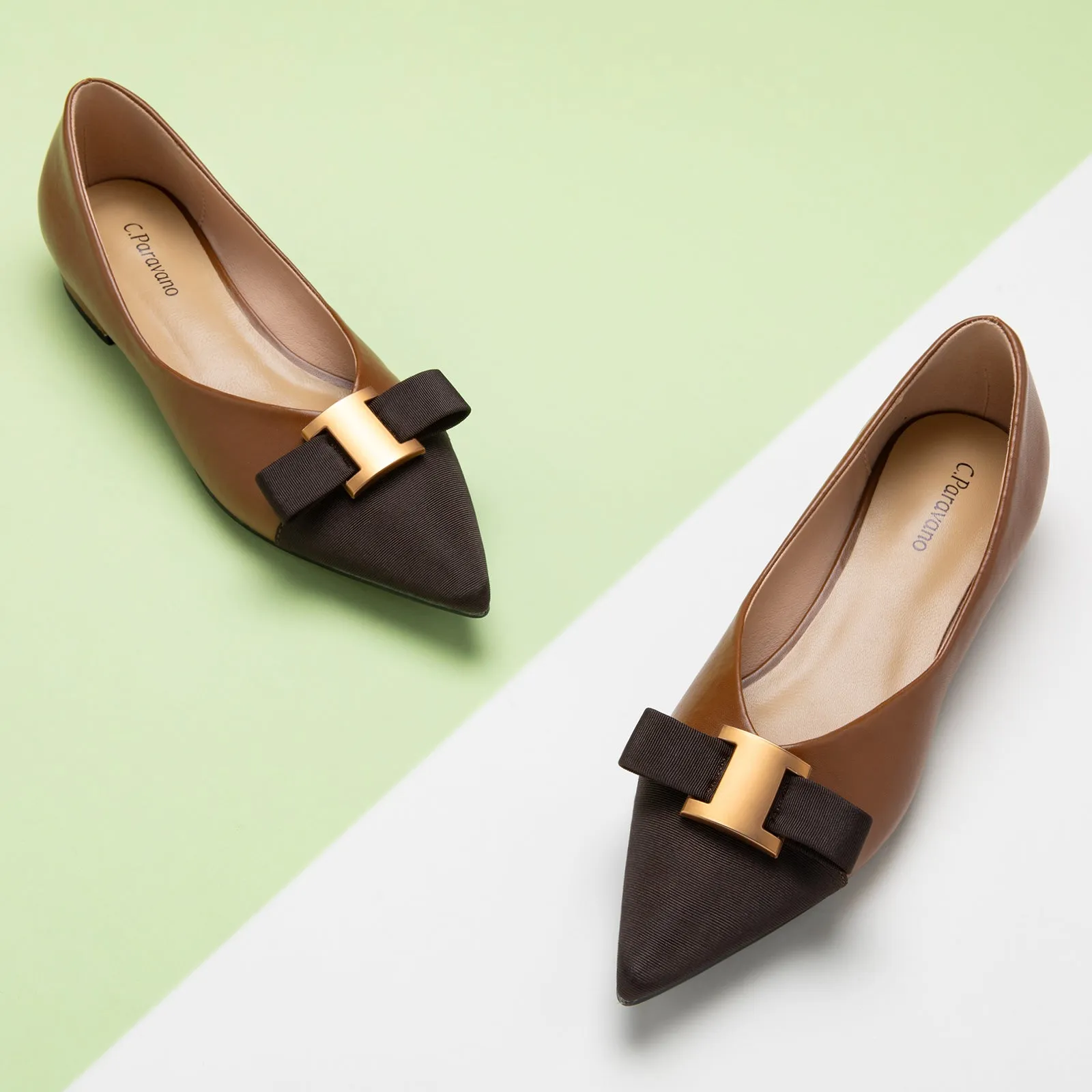 Metal Tie Flats (Aida) Brown