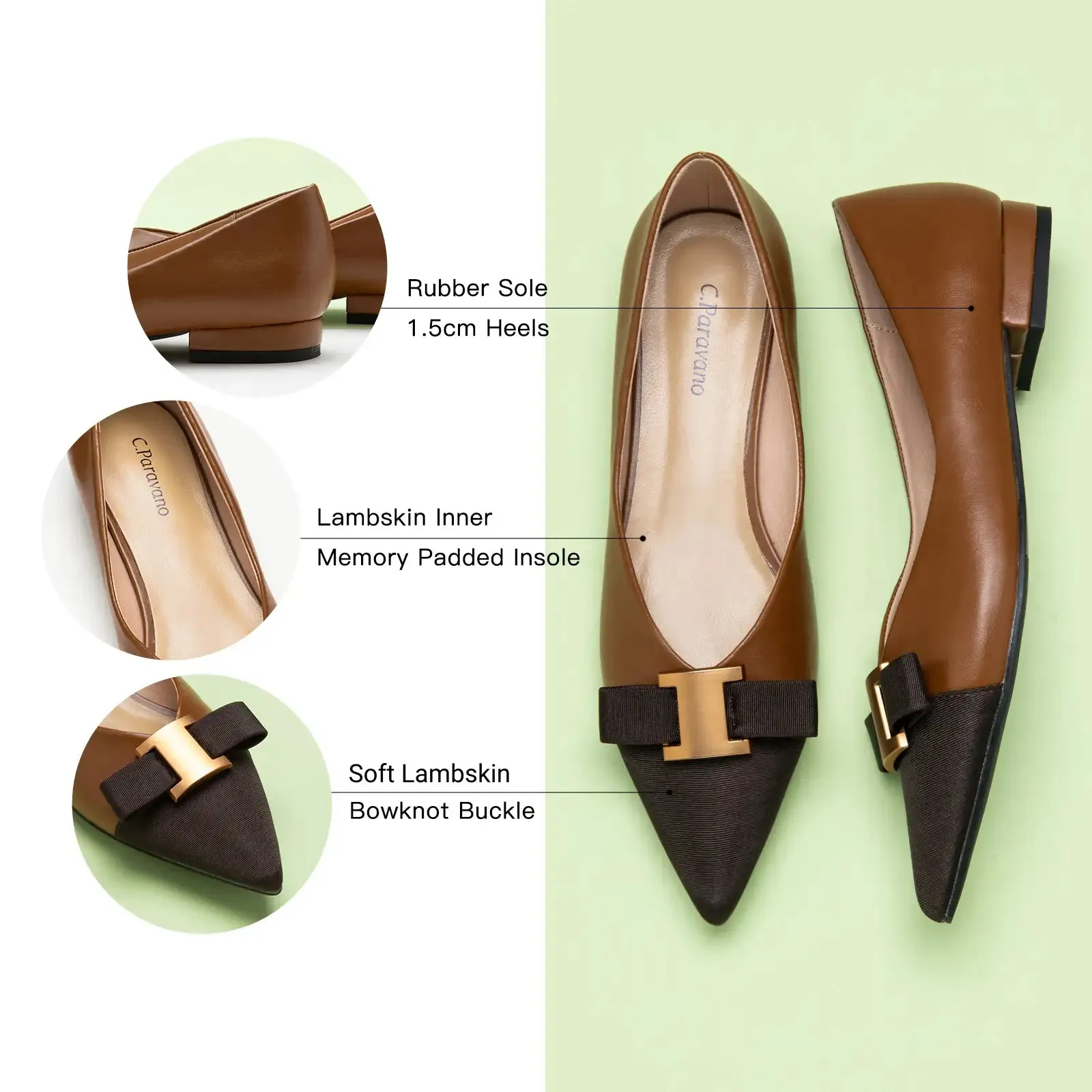 Metal Tie Flats (Aida) Brown