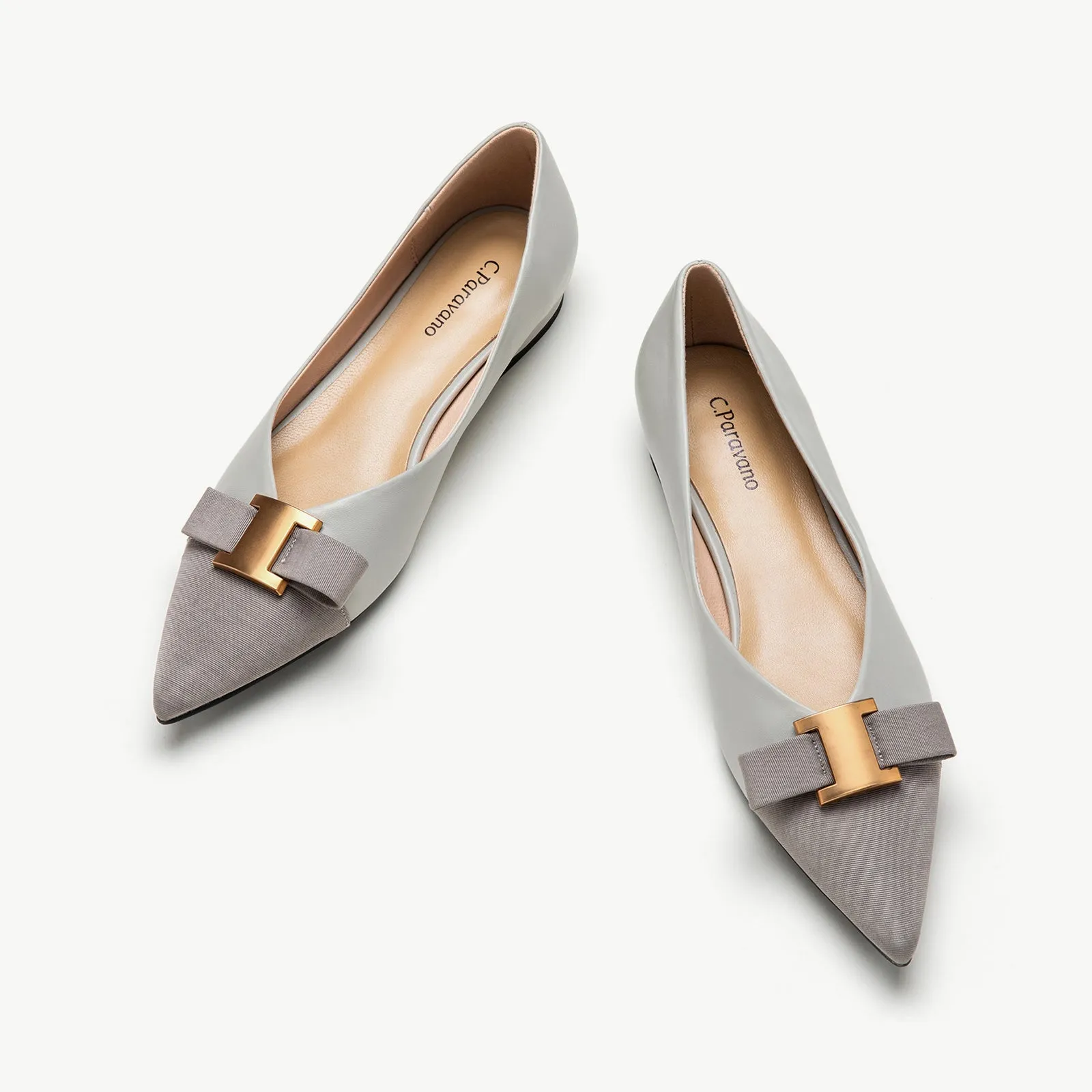 Metal Tie Flats (Aida) Grey