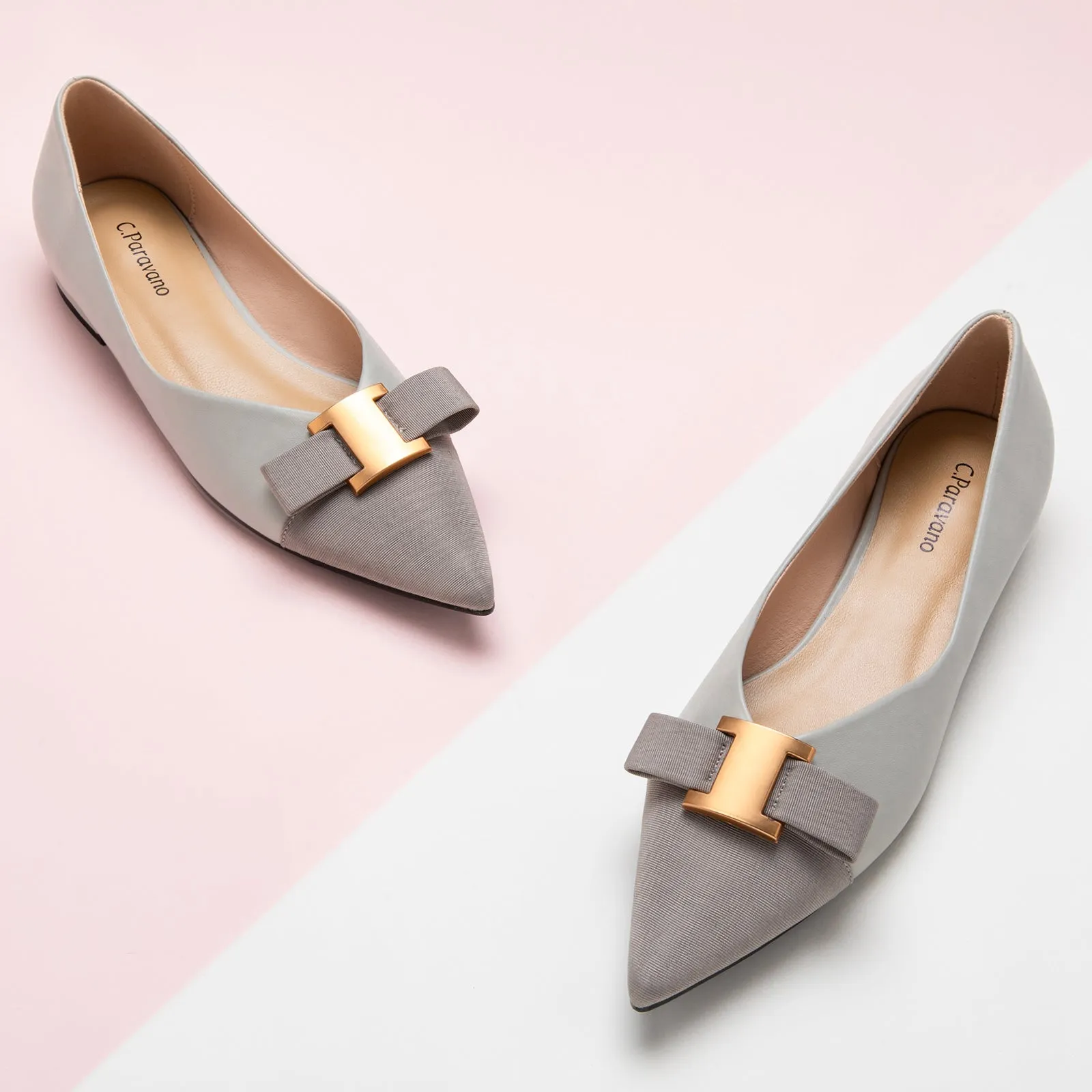 Metal Tie Flats (Aida) Grey