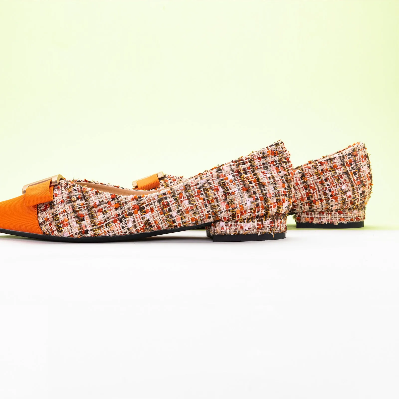 Metal Tie Tweed Flats (Aida)