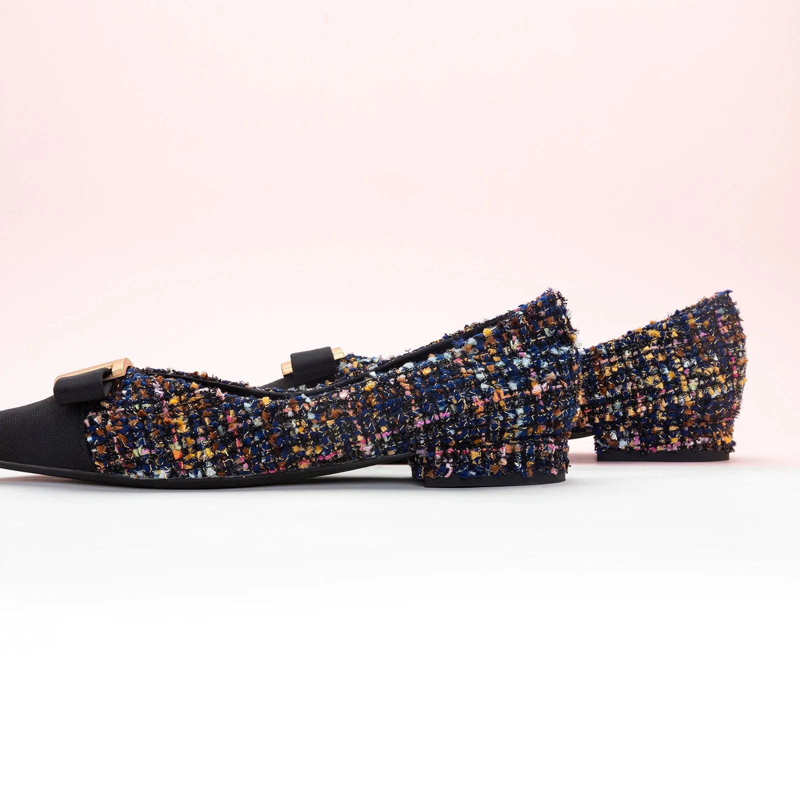 Metal Tie Tweed Flats (Aida)