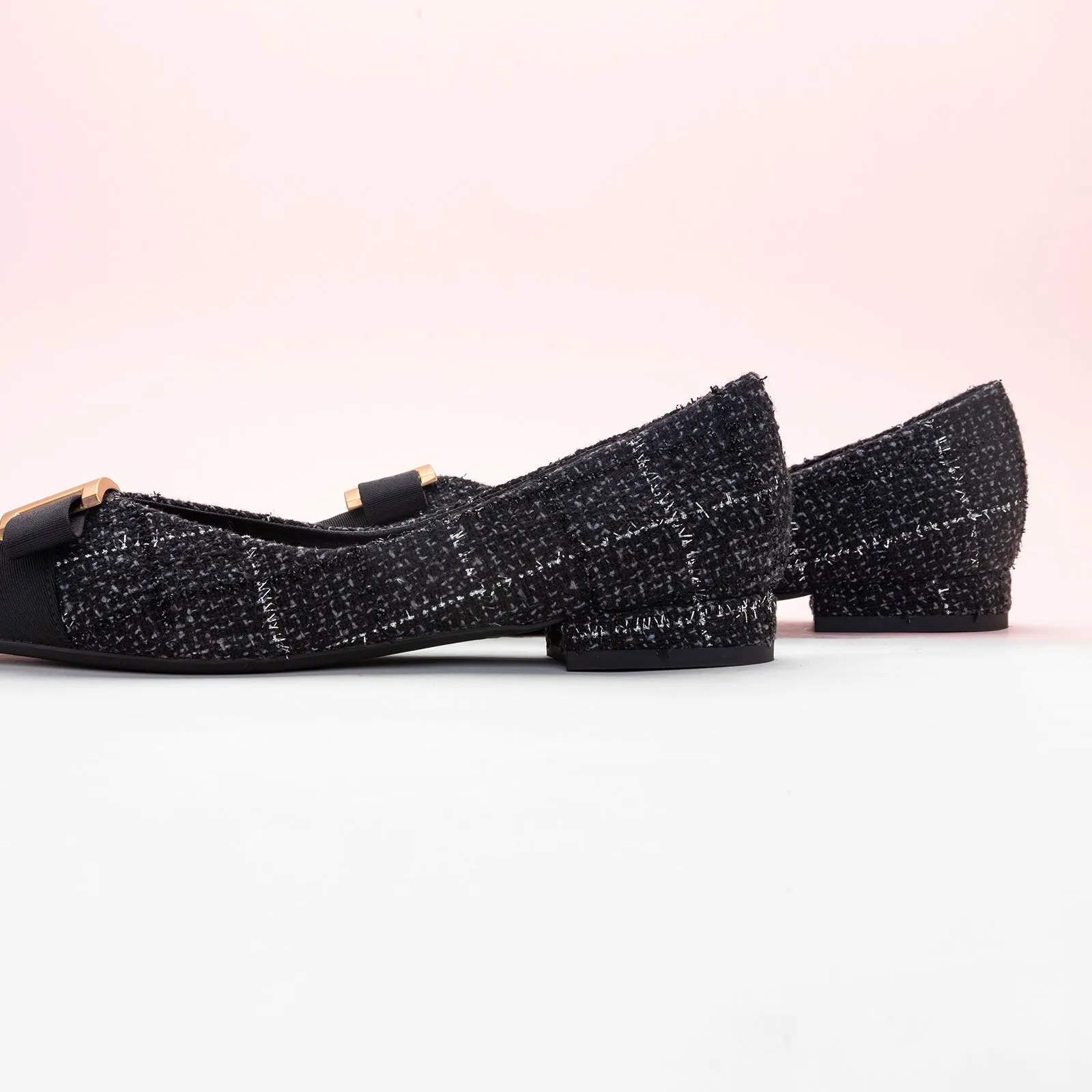 Metal Tie Tweed Flats (Aida)