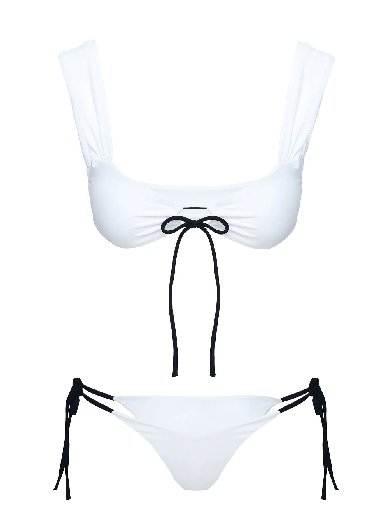 Missie Tie Side Bikini Bottoms White / Black