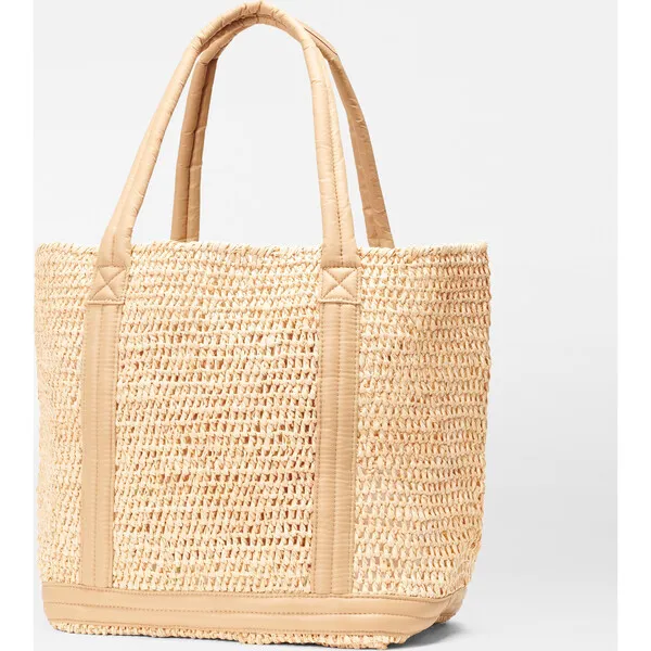 MZ Wallace Women's Medium Raffia Tote, Camel