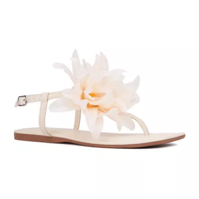 New York & Company Womens T-Strap T-Strap Flat Sandals