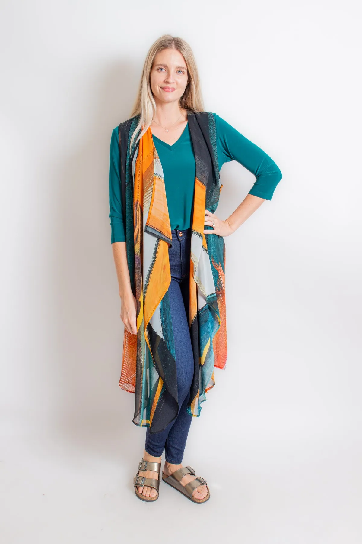 Orange & Teal Long Vest