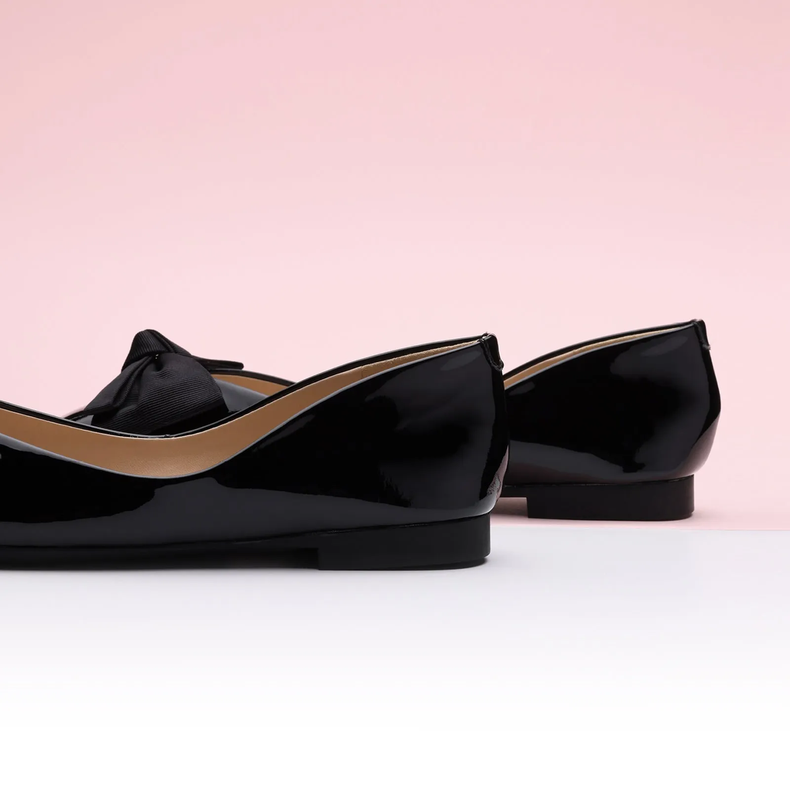 Patent Bow Ballerina Flats (Eva) Black