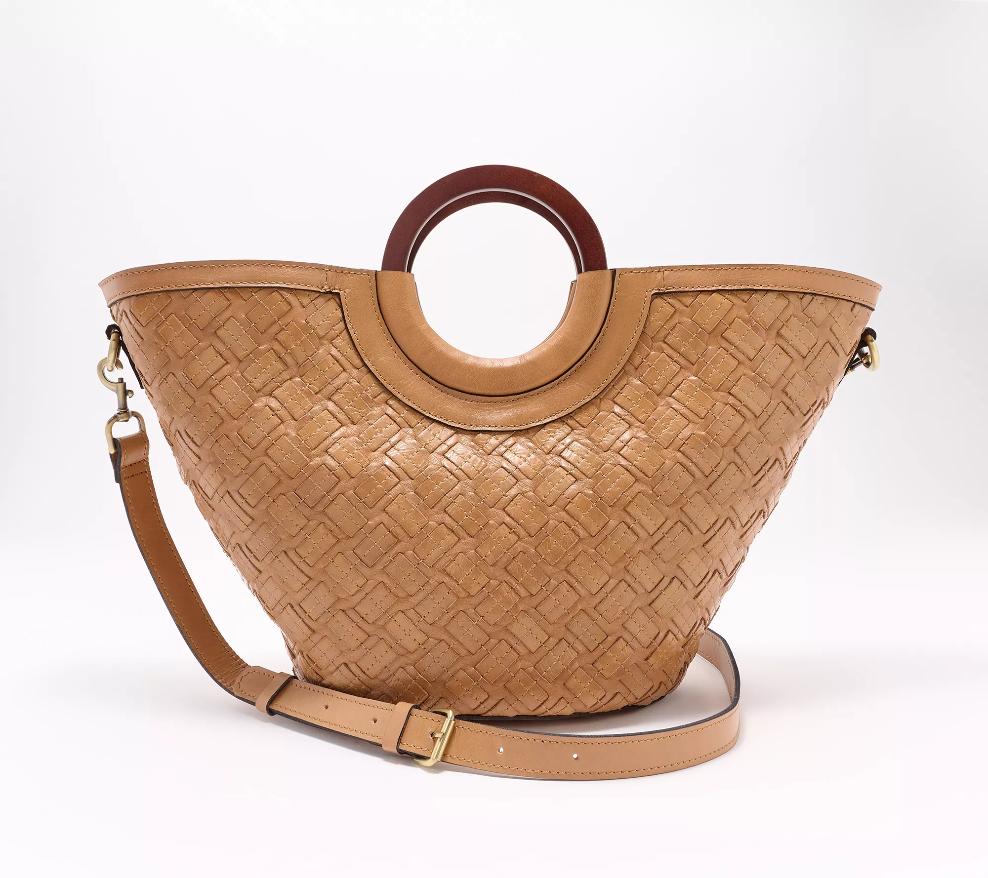 Patricia Nash Braided Leather Luni Dome Tote with Crossbody Strap