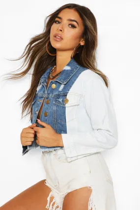 Petite Block Distressed Cropped Jacket