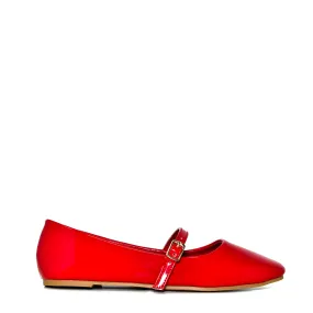 PIPPO-08 Patent Square Toe Single Strap Mary Jane Ballet Flats