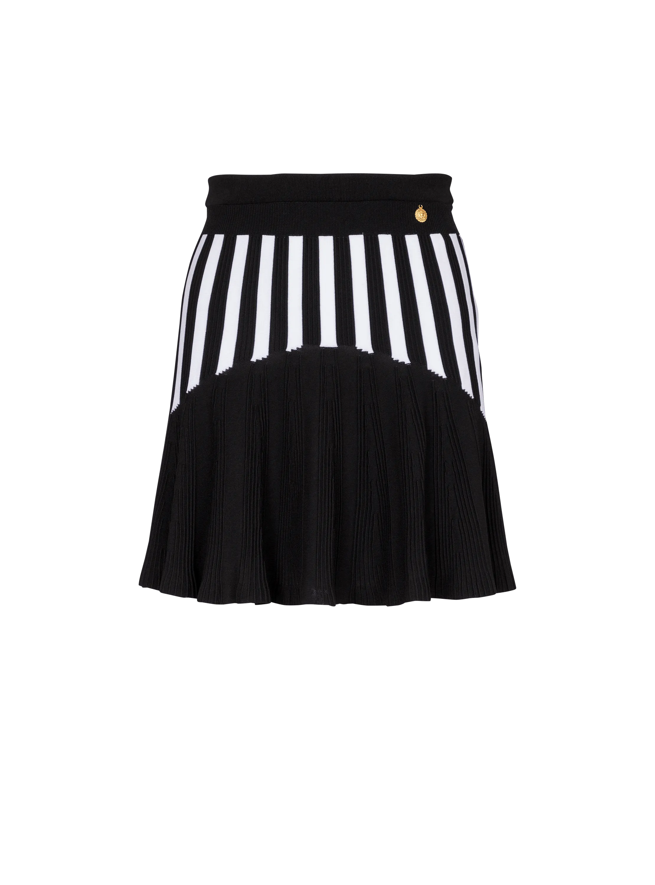 Pleated striped knit skirt