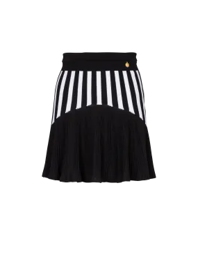 Pleated striped knit skirt