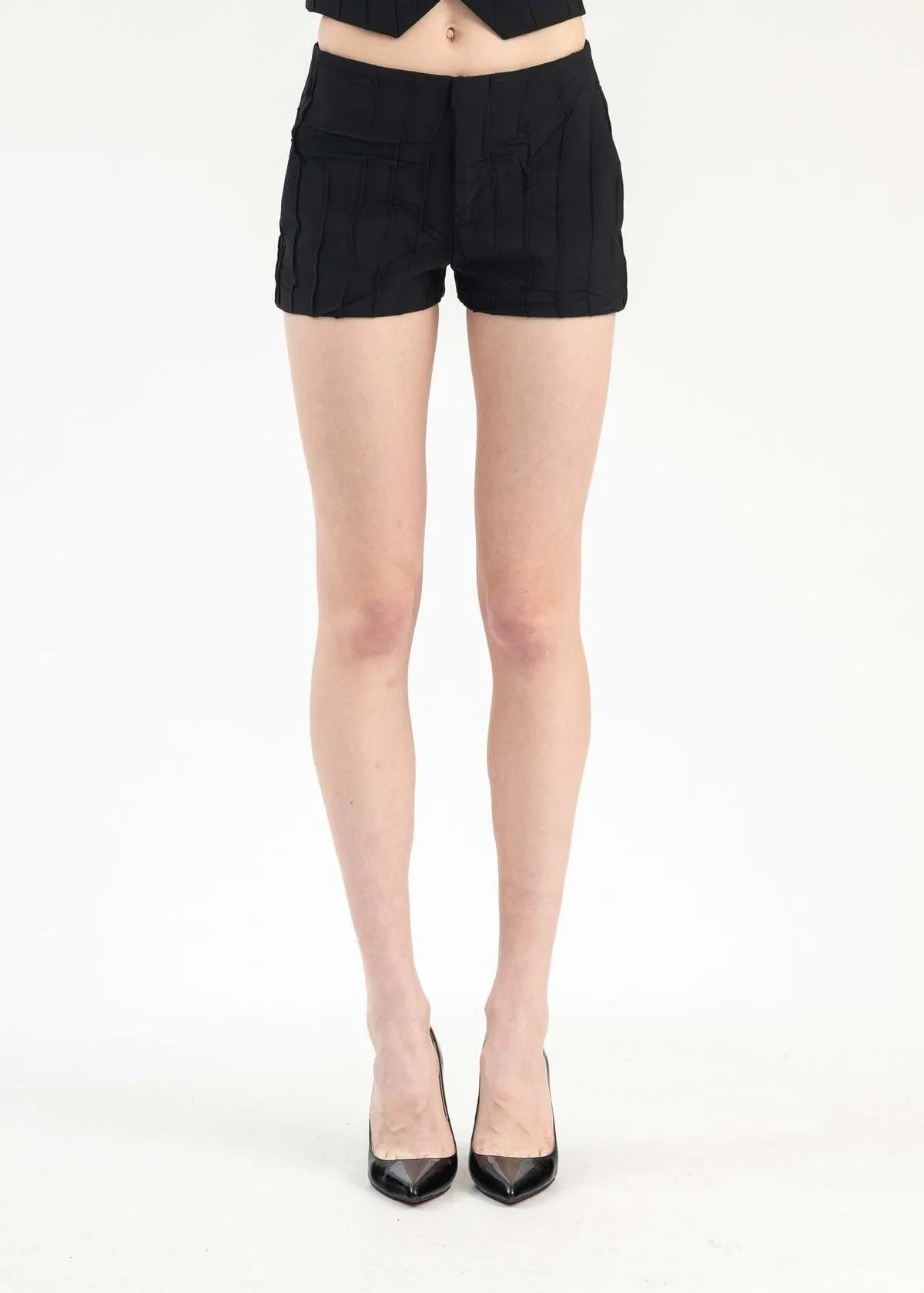 PLISSE SHORT - BLACK