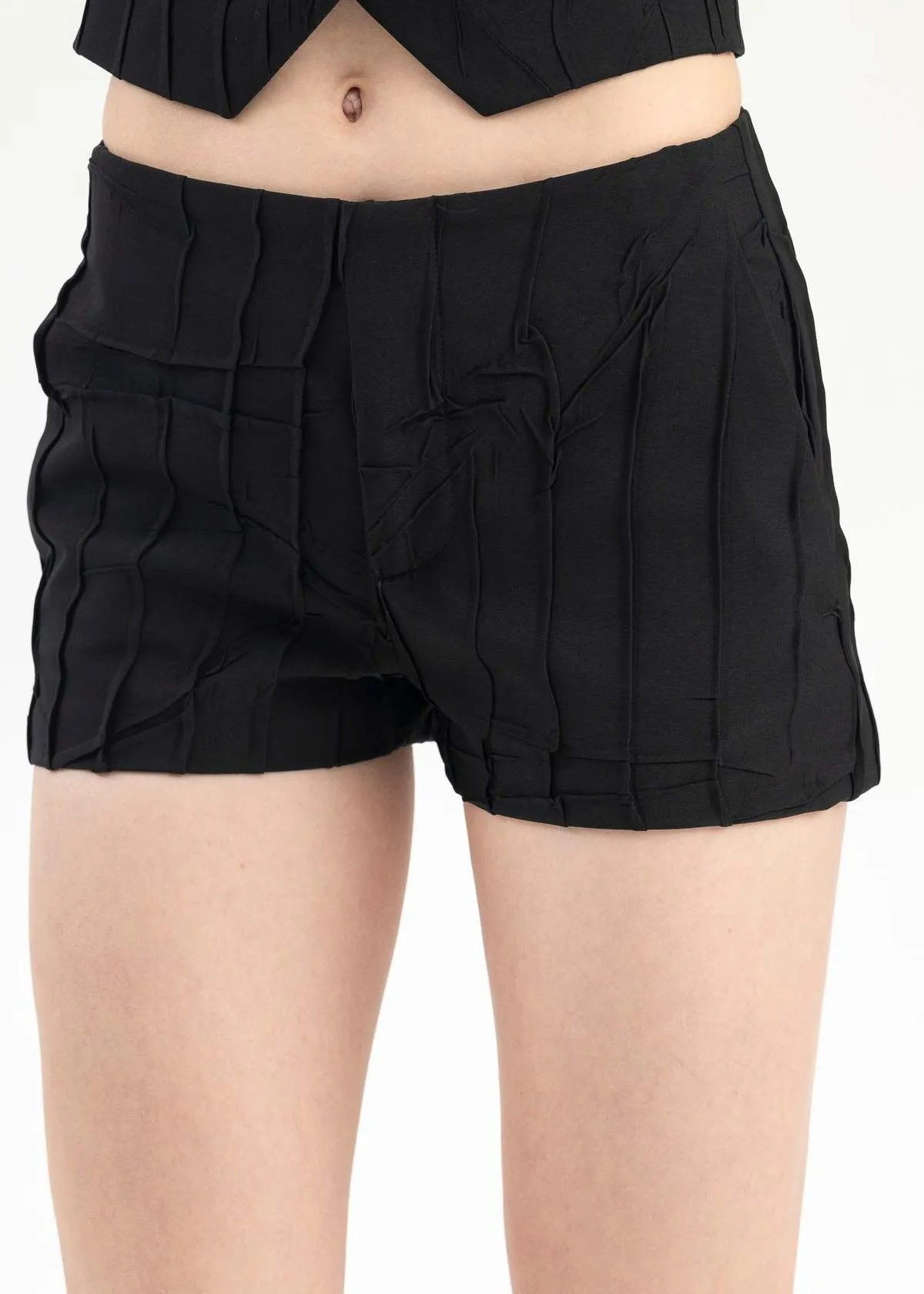 PLISSE SHORT - BLACK