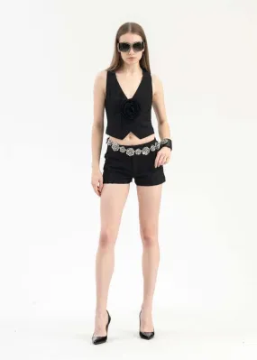 PLISSE SHORT - BLACK