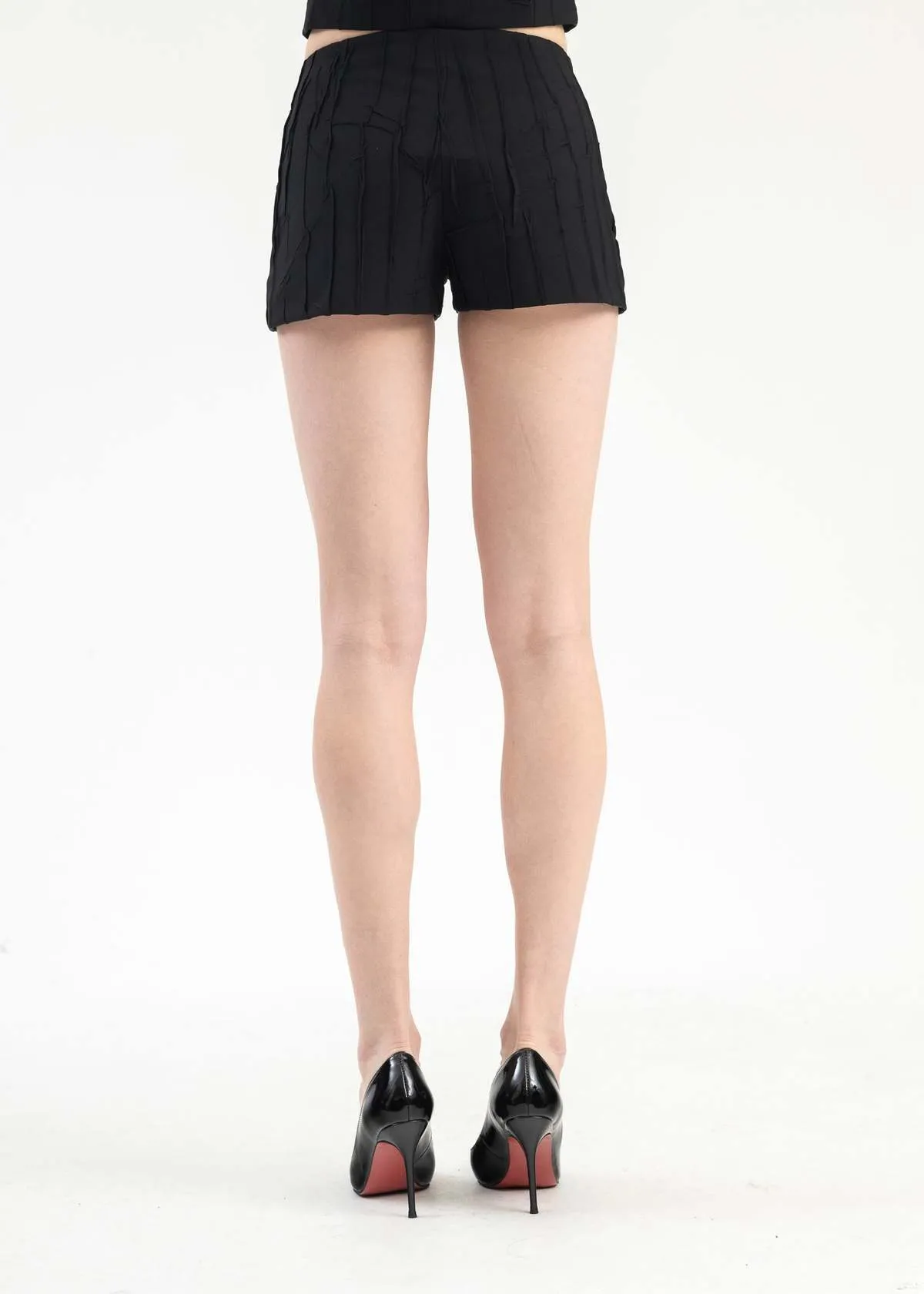 PLISSE SHORT - BLACK