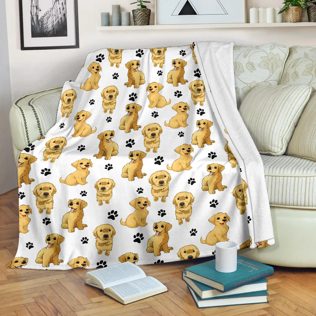 Premium Blanket Golden Retriever Paw