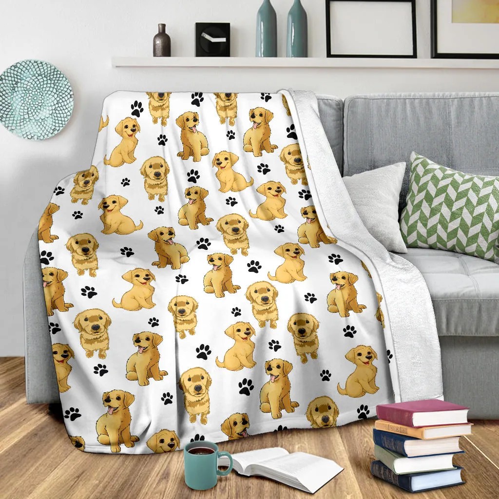 Premium Blanket Golden Retriever Paw