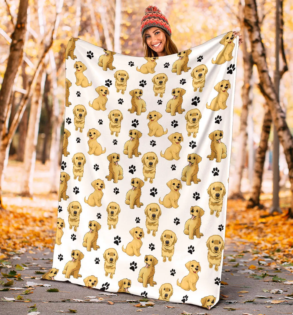 Premium Blanket Golden Retriever Paw