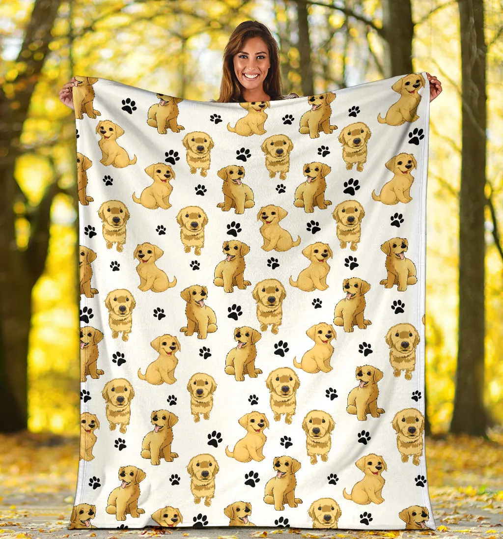 Premium Blanket Golden Retriever Paw