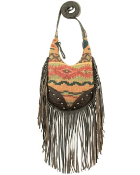 Product Name:  American West Women's Southwestern Tapestry Studded Fringe Crossbody